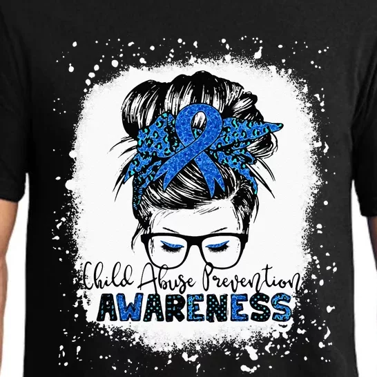 Child Abuse Prevention Awareness Messy Hair Bun Pajama Set