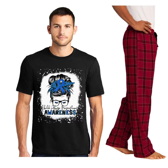 Child Abuse Prevention Awareness Messy Hair Bun Pajama Set