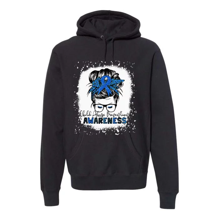 Child Abuse Prevention Awareness Messy Hair Bun Premium Hoodie