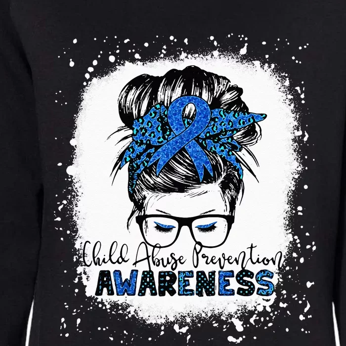 Child Abuse Prevention Awareness Messy Hair Bun Womens California Wash Sweatshirt