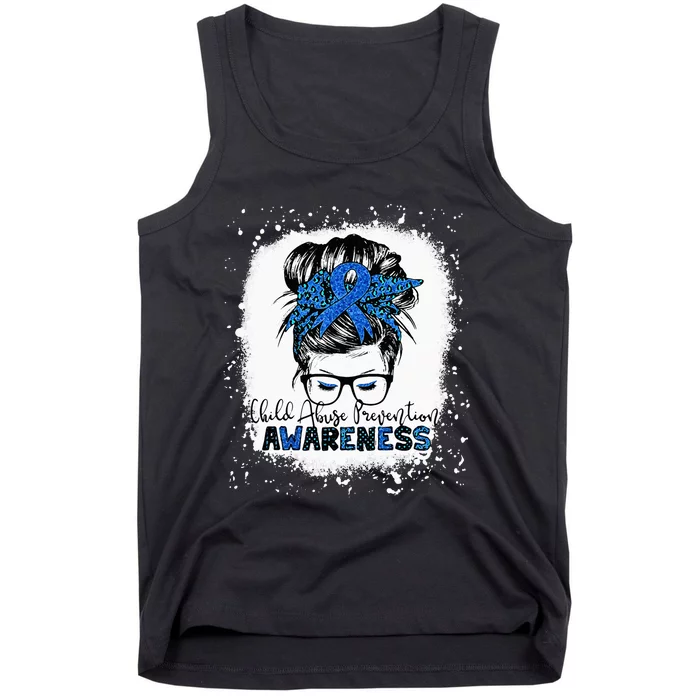 Child Abuse Prevention Awareness Messy Hair Bun Tank Top