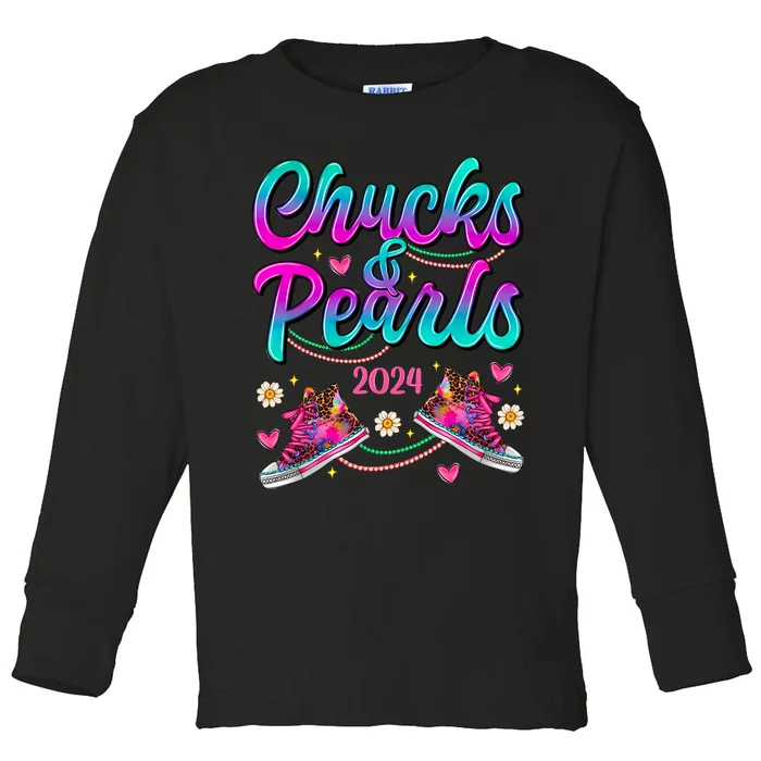 Chucks And Pearls 2024 Toddler Long Sleeve Shirt