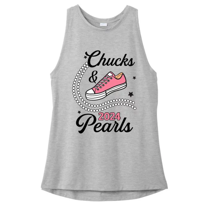 Chucks And Pearls 2024 Cute Women Ladies Tri-Blend Wicking Tank