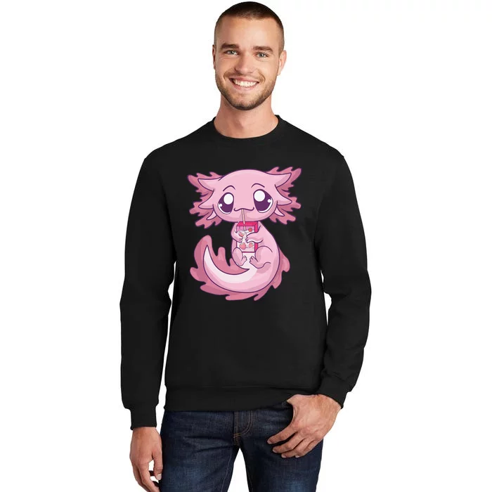 Cute Axolotl Pastel Goth Kawaii Anime Strawberry Milk Tall Sweatshirt