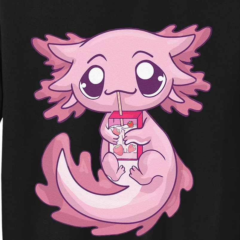 Cute Axolotl Pastel Goth Kawaii Anime Strawberry Milk Tall Sweatshirt