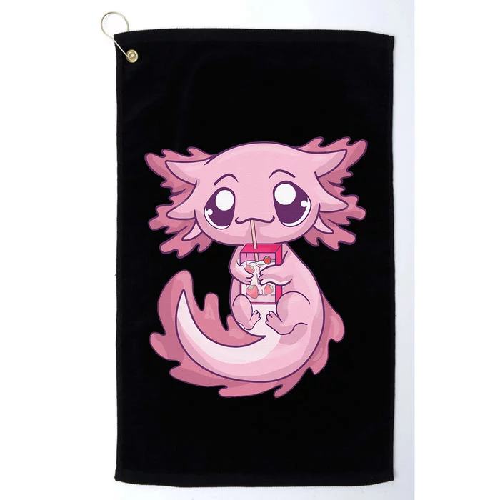 Cute Axolotl Pastel Goth Kawaii Anime Strawberry Milk Platinum Collection Golf Towel