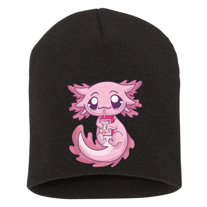 Cute Axolotl Pastel Goth Kawaii Anime Strawberry Milk Short Acrylic Beanie