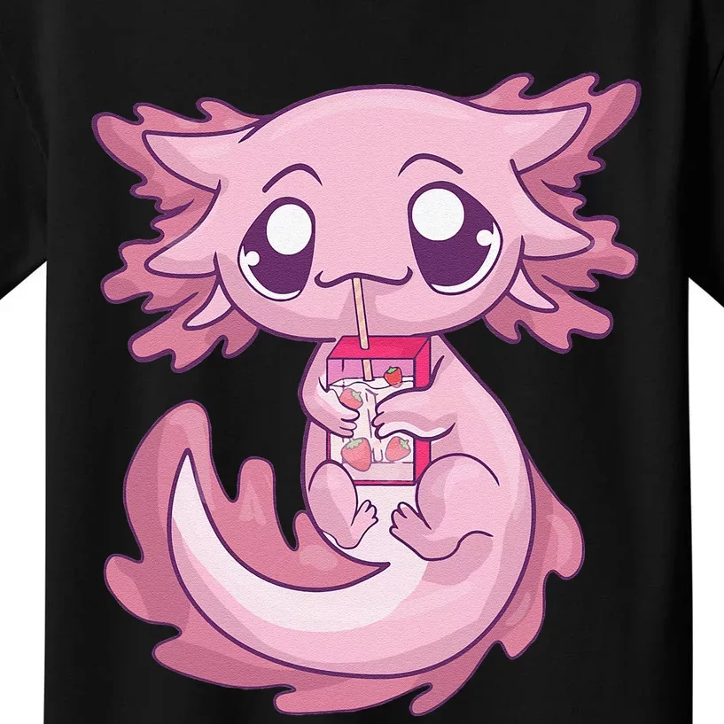 Cute Axolotl Pastel Goth Kawaii Anime Strawberry Milk Kids T-Shirt