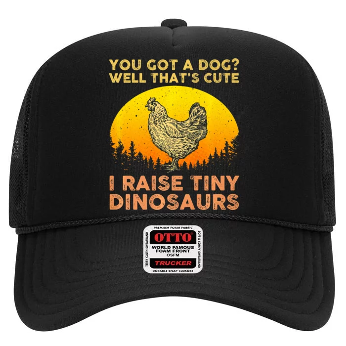 Chicken Art Poultry Chicken Farmer Funny Tiny Dinosaurs High Crown Mesh Trucker Hat