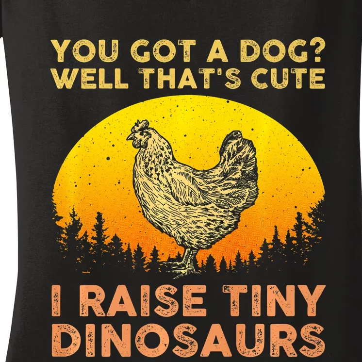 Chicken Art Poultry Chicken Farmer Funny Tiny Dinosaurs Women's V-Neck T-Shirt