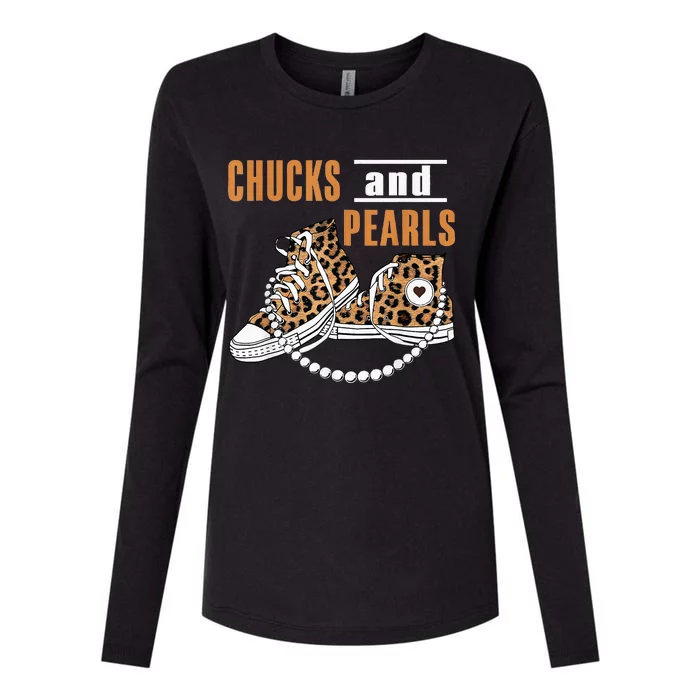 Chucks And Pearls Womens Cotton Relaxed Long Sleeve T-Shirt