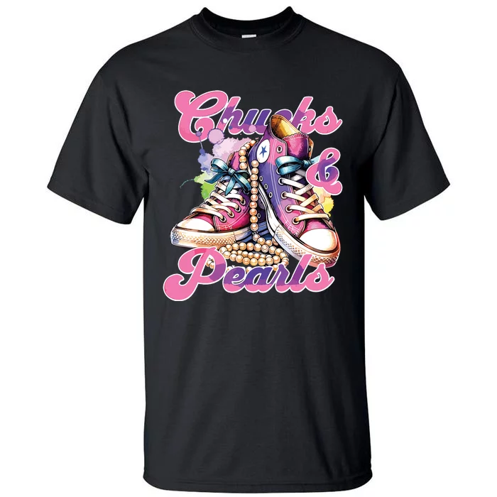 Chucks And Pearls 2024 Funny Kamala Harris 2024 Election Tall T-Shirt