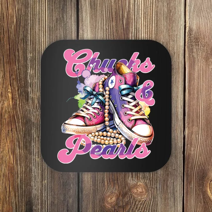 Chucks And Pearls 2024 Funny Kamala Harris 2024 Election Coaster