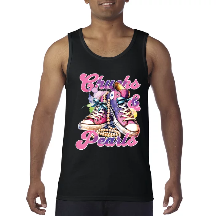 Chucks And Pearls 2024 Funny Kamala Harris 2024 Election Tank Top