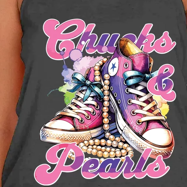 Chucks And Pearls 2024 Funny Kamala Harris 2024 Election Women's Knotted Racerback Tank