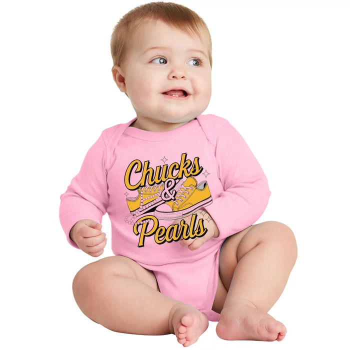 Chucks And Pearls For Women 2024 Baby Long Sleeve Bodysuit