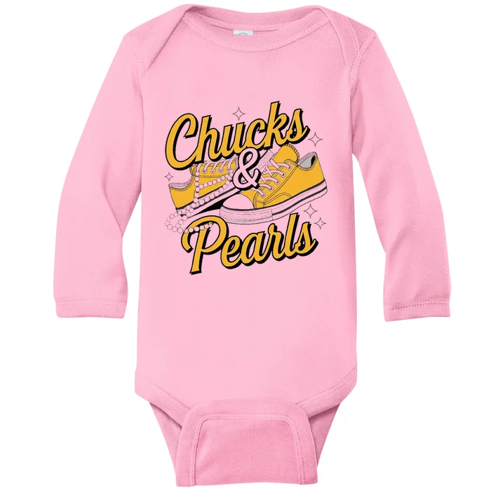 Chucks And Pearls For Women 2024 Baby Long Sleeve Bodysuit