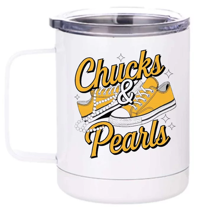 Chucks And Pearls For Women 2024 Front & Back 12oz Stainless Steel Tumbler Cup