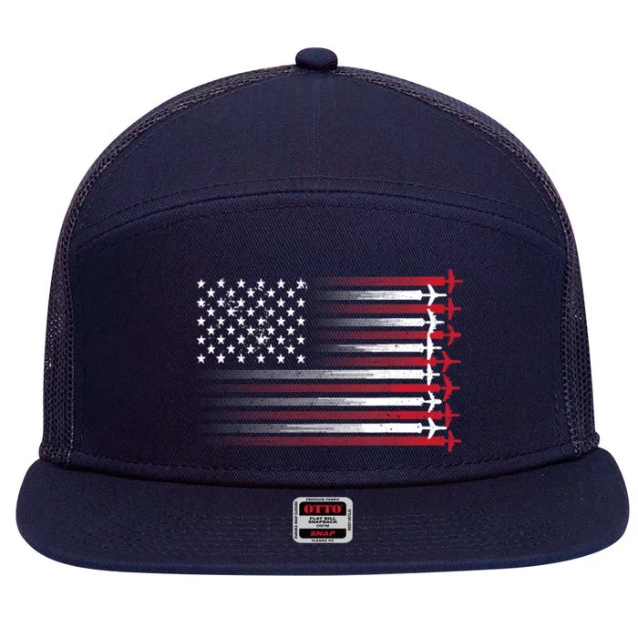 Cute Airplane Pilot Art For Aviation 4th Of July 7 Panel Mesh Trucker Snapback Hat