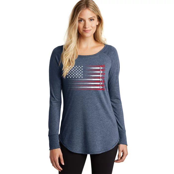 Cute Airplane Pilot Art For Aviation 4th Of July Women's Perfect Tri Tunic Long Sleeve Shirt