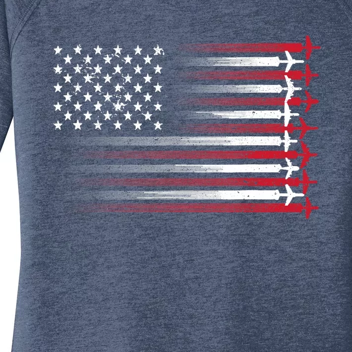 Cute Airplane Pilot Art For Aviation 4th Of July Women's Perfect Tri Tunic Long Sleeve Shirt