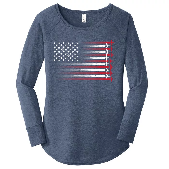 Cute Airplane Pilot Art For Aviation 4th Of July Women's Perfect Tri Tunic Long Sleeve Shirt