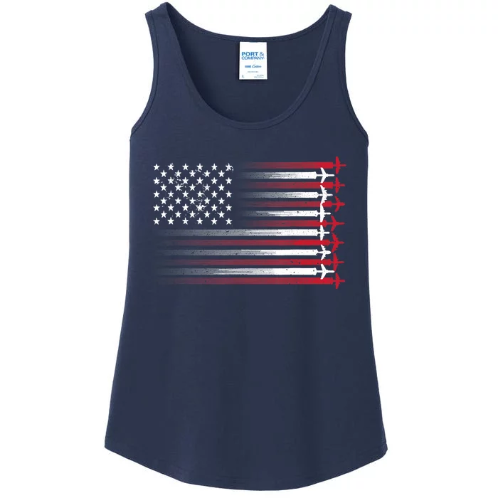 Cute Airplane Pilot Art For Aviation 4th Of July Ladies Essential Tank