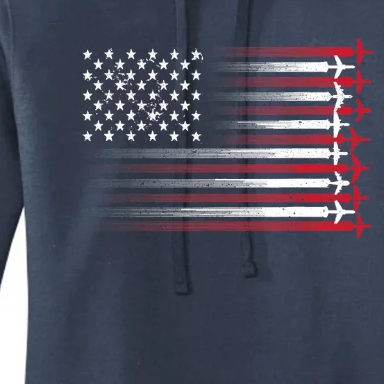 Cute Airplane Pilot Art For Aviation 4th Of July Women's Pullover Hoodie