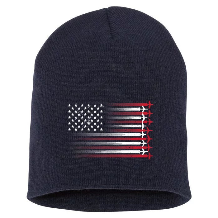 Cute Airplane Pilot Art For Aviation 4th Of July Short Acrylic Beanie