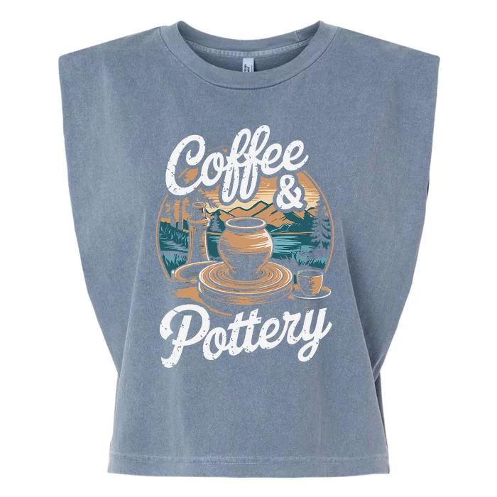 Coffee And Pottery Lover Ceramic Artist Garment-Dyed Women's Muscle Tee