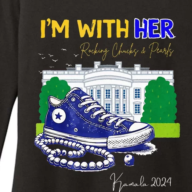 Chucks And Pearls IM With Her Kamala 2024 Womens CVC Long Sleeve Shirt