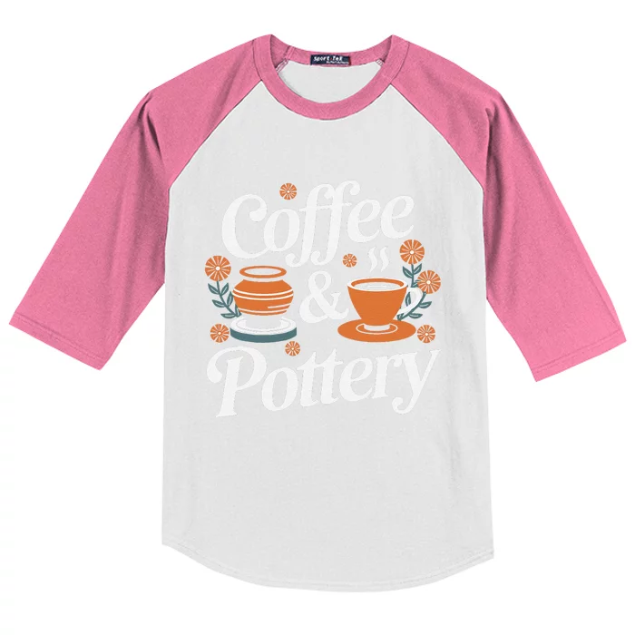 Coffee And Pottery Lover Ceramic Artist Kids Colorblock Raglan Jersey