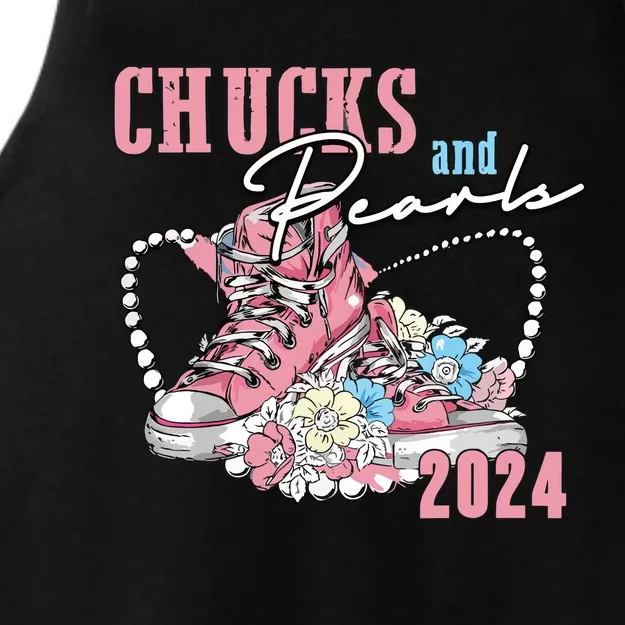 Chucks And Pearls 2024 Im With Her Kamala 2024 Ladies Tri-Blend Wicking Tank