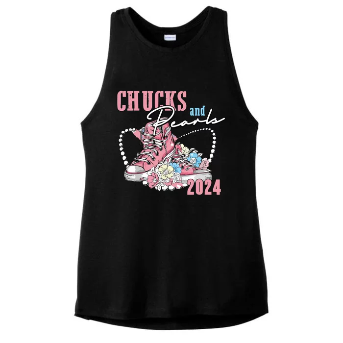 Chucks And Pearls 2024 Im With Her Kamala 2024 Ladies Tri-Blend Wicking Tank