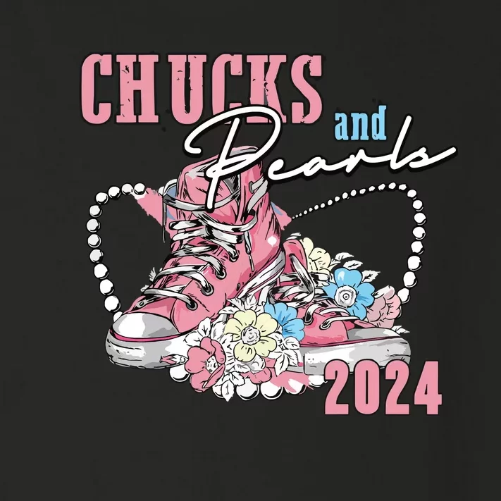 Chucks And Pearls 2024 Im With Her Kamala 2024 Toddler Long Sleeve Shirt