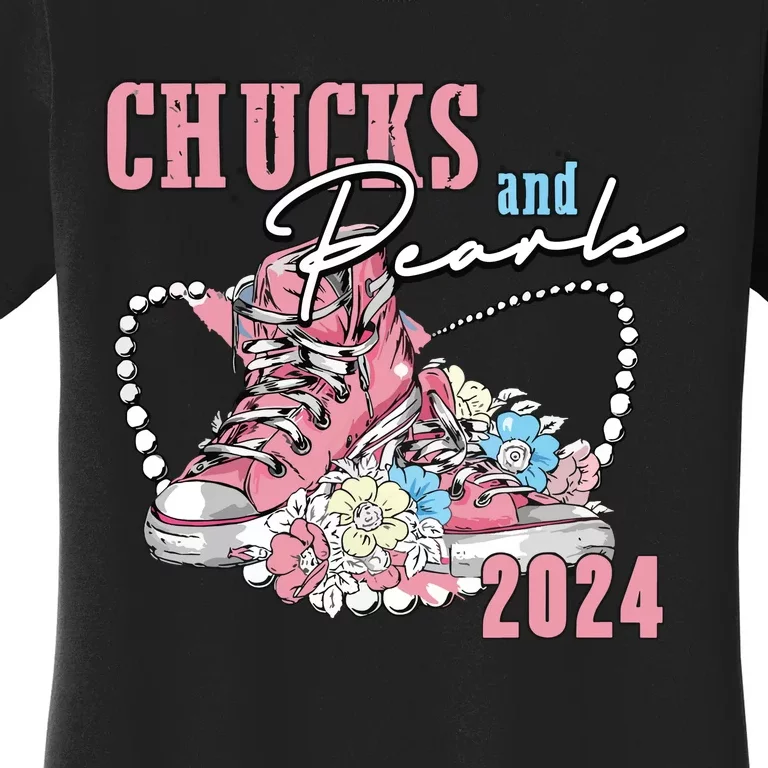 Chucks And Pearls 2024 Im With Her Kamala 2024 Women's T-Shirt