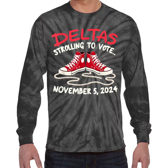 Chucks And Pearls Deltas Strolling To Vote November 5 2024 Tie-Dye Long Sleeve Shirt