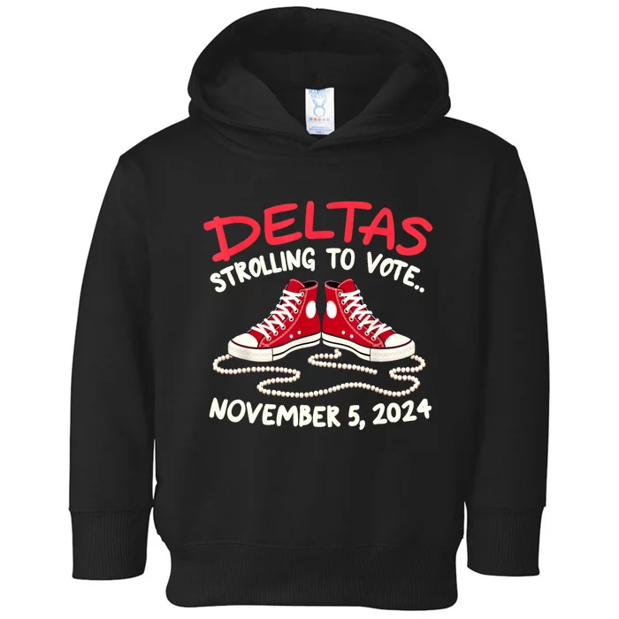 Chucks And Pearls Deltas Strolling To Vote November 5 2024 Toddler Hoodie