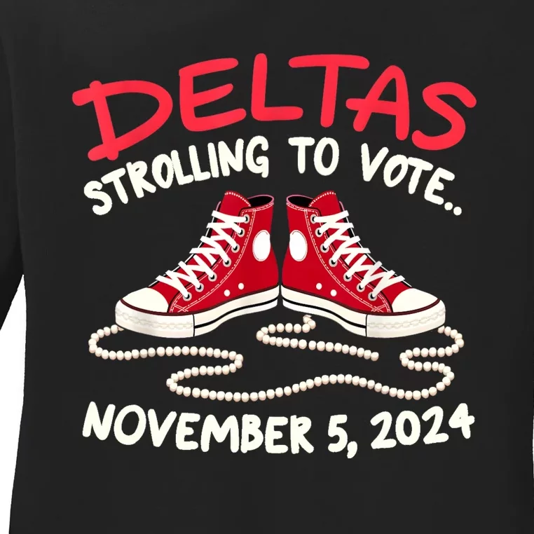 Chucks And Pearls Deltas Strolling To Vote November 5 2024 Ladies Long Sleeve Shirt