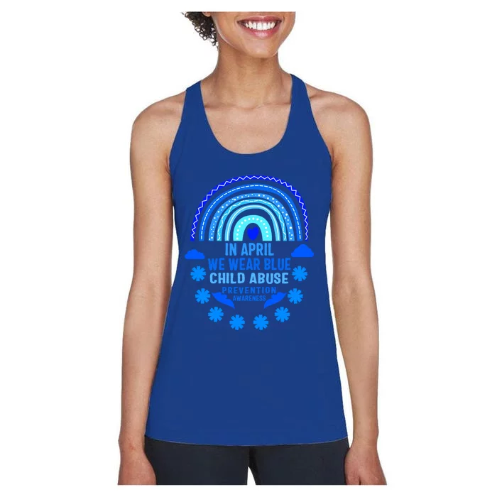 Child Abuse Prevention Month Awareness April Wear The Blue Gift Women's Racerback Tank