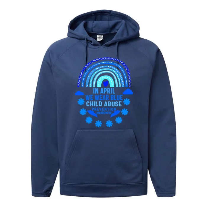 Child Abuse Prevention Month Awareness April Wear The Blue Gift Performance Fleece Hoodie