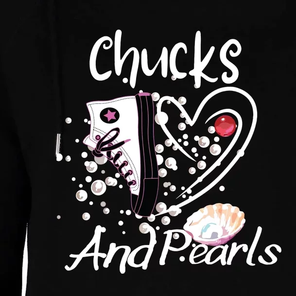 Chucks And Pearls Womens Funnel Neck Pullover Hood