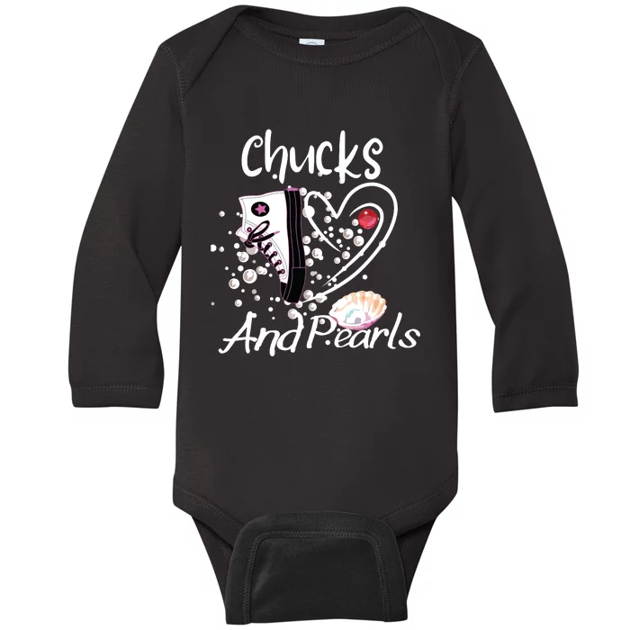 Chucks And Pearls Baby Long Sleeve Bodysuit