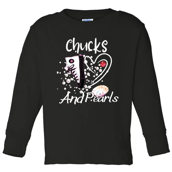 Chucks And Pearls Toddler Long Sleeve Shirt