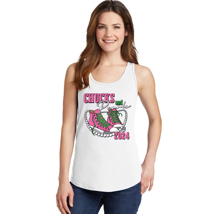 Chucks And Pearls Im With Her Kamala 2024 Ladies Essential Tank