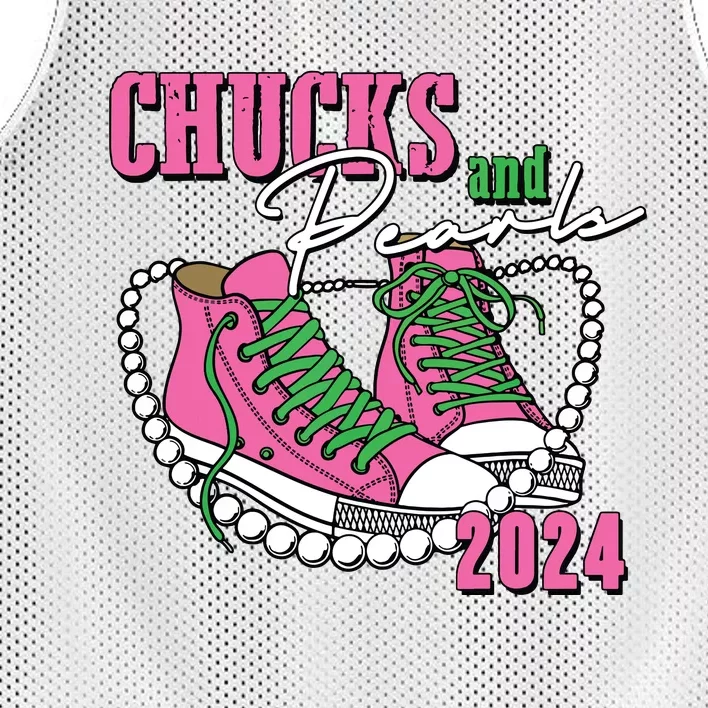 Chucks And Pearls Im With Her Kamala 2024 Mesh Reversible Basketball Jersey Tank