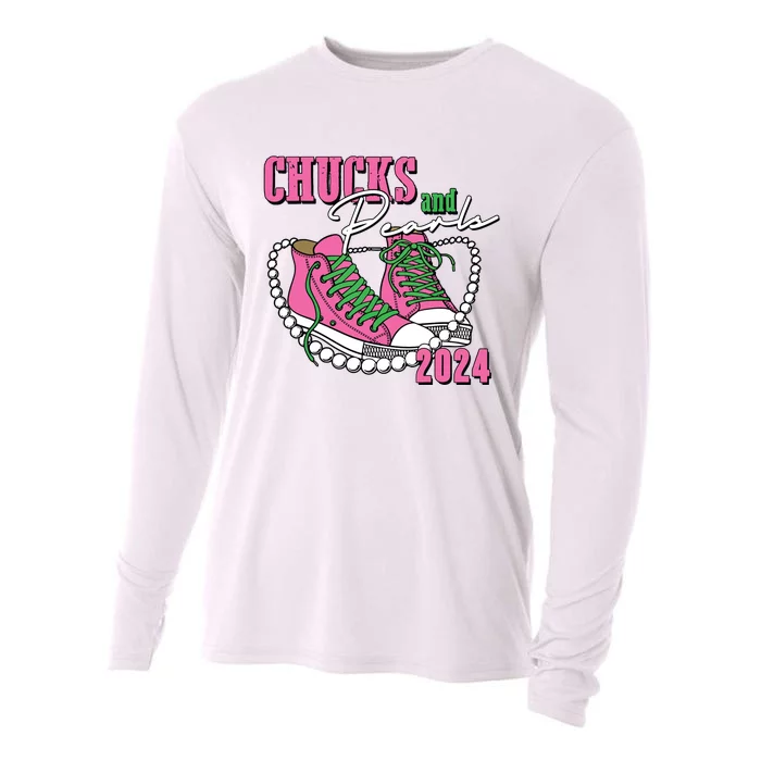 Chucks And Pearls Im With Her Kamala 2024 Cooling Performance Long Sleeve Crew