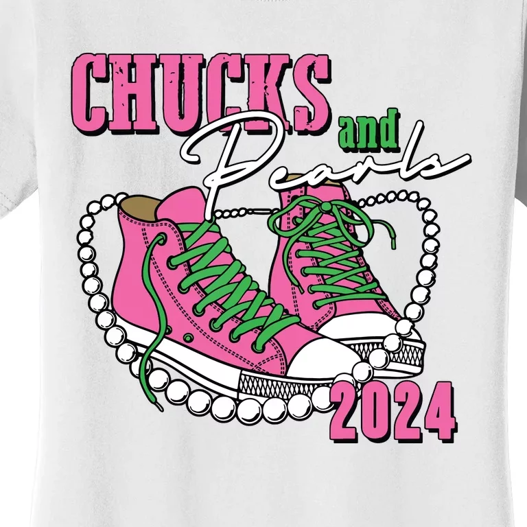 Chucks And Pearls Im With Her Kamala 2024 Women's T-Shirt