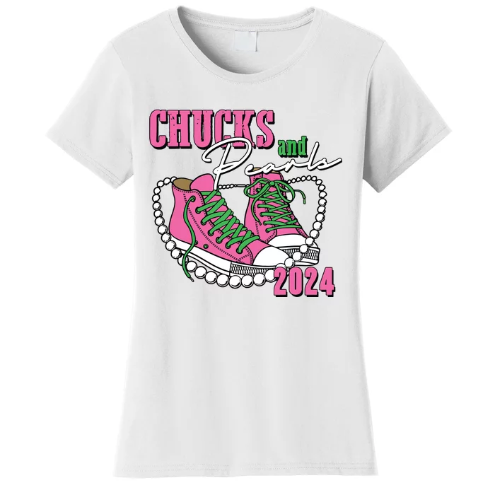 Chucks And Pearls Im With Her Kamala 2024 Women's T-Shirt