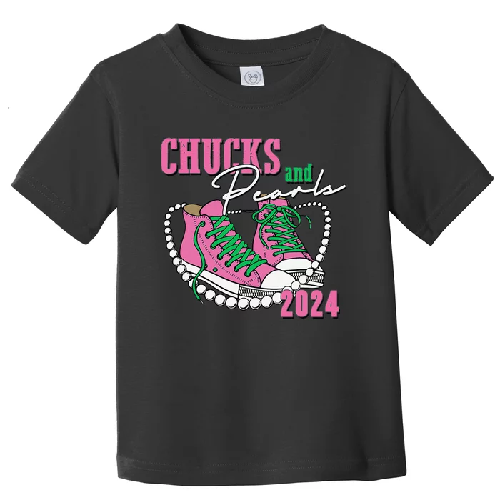 Chucks And Pearls IM With Her Kamala 2024 Toddler T-Shirt